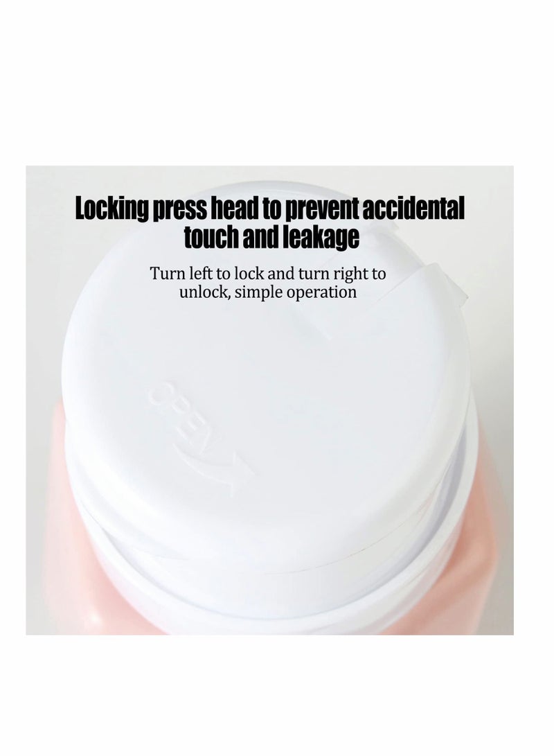 Push Down Pump Dispenser, Diamond Shaped Lockable Refillable Dispenser Bottle Portable Travel Bottles Set for Toiletries Containers Nail Polish Makeup Remover Shampoo Lotion (4 Pack 4 Color) - Image 2