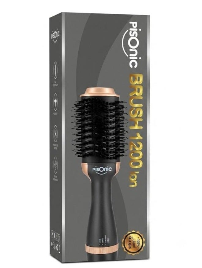 Pisonic BRUSH 1200 Ion Hot Air Brush – 2-in-1 Hair Dryer & Styler – Ionic Hair Volumizer Brush – Professional Styling Tool for All Hair Types - Image 1