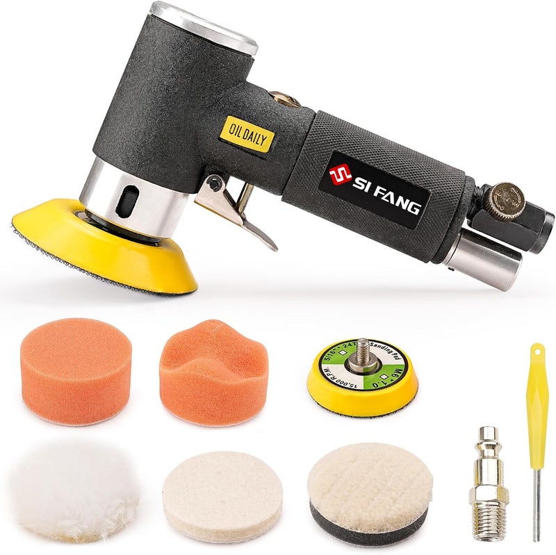 SI FANG Black 2" 3" Mini Orbital Air Sander & Polisher Kit for Auto Body Work - Image 1
