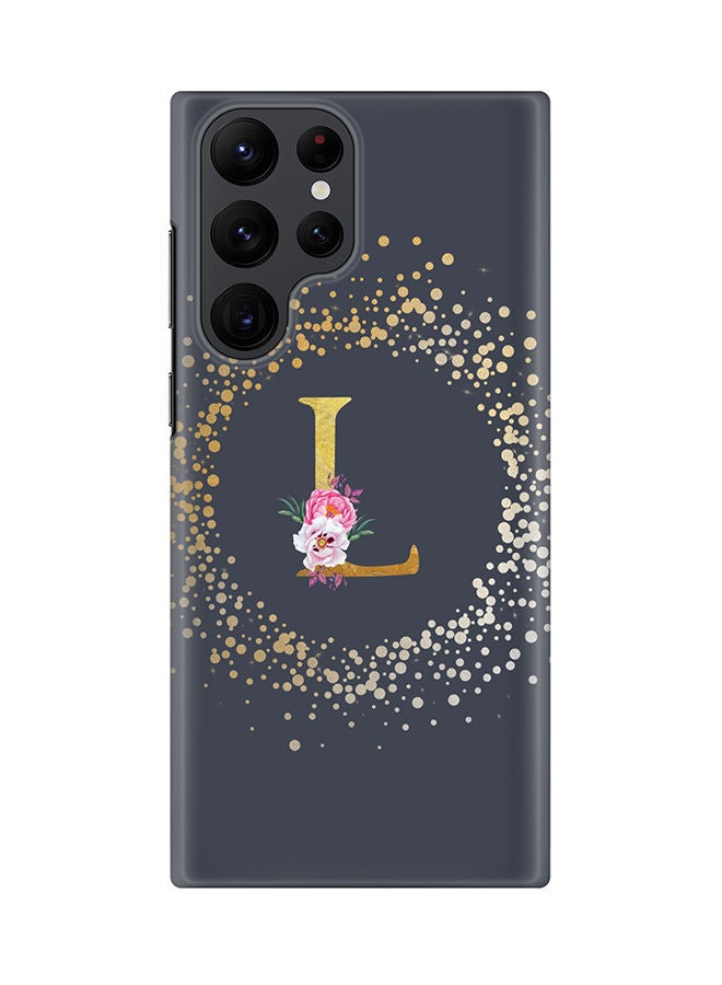 Stylizedd Monogram Slim Cover for Samsung Galaxy S22 Ultra 5G Case Custom Initials Letter Floral Pattern Snap Series Mobile Cover Matte Alphabet  - L (Grey) - Image 1
