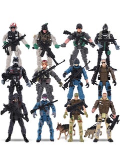 3 otters 12Pcs Army Men Toy Soldiers, Special Operation Soldier Military Action Figures Playset With Weapons Army Dogs For Kids Birthday  - Image 1