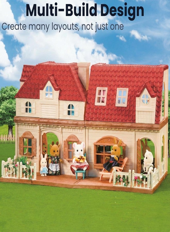 OLEOCA Family Grand Doll House - Light-Up 2-Story Cozy Cabin with Furniture & Bunny Figure, Complete Dollhouse Playset for Creative Pretend Play, Gift for Kids Ages 3+ - Image 5