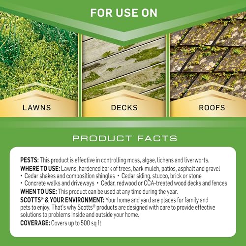 Scotts MossEx 3-in-1 Ready Spray, Kills Moss, Algae and Lichens, Fast Acting, Use on Lawns, Roofs, and Patios, 32 fl. oz. - Image 3