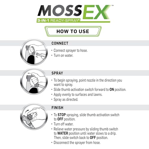 Scotts MossEx 3-in-1 Ready Spray, Kills Moss, Algae and Lichens, Fast Acting, Use on Lawns, Roofs, and Patios, 32 fl. oz. - Image 2