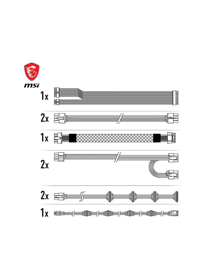 MSI 850W ATX Fully Modular Power Supply - MAG A850GL PCIE5 - (Active PFC/80 PLUS Gold) Black - Image 5