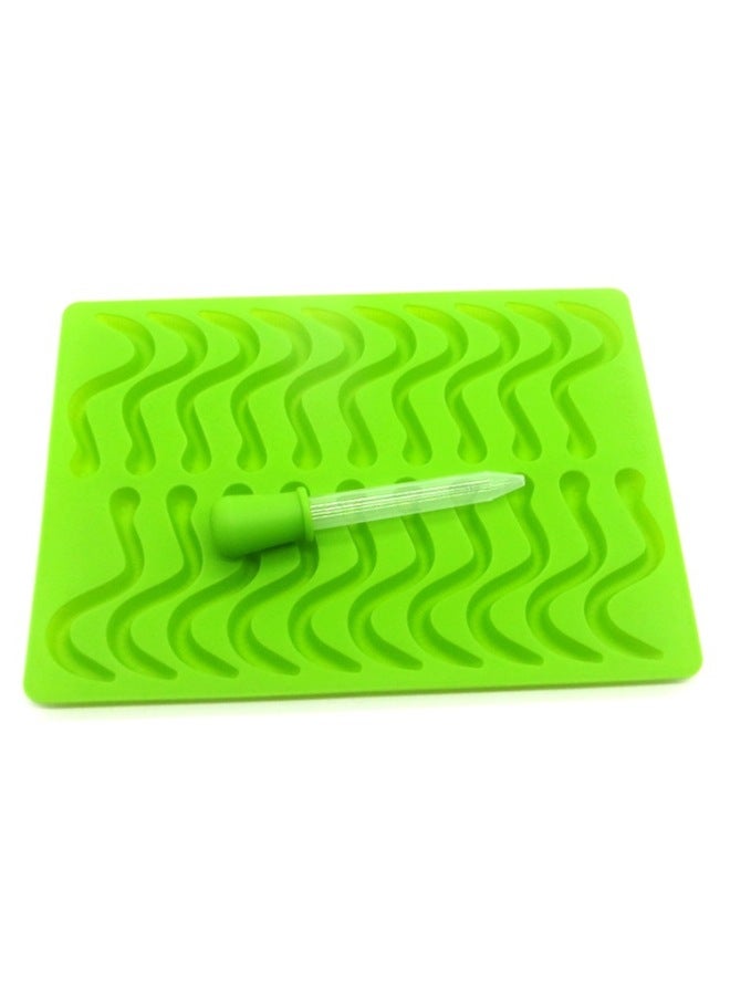 20 Lattice Worm Gummy Candy Silicone Caterpillar Worm Chocolate Ice Lattice Mold With Dropper Worm Fudge Mold-Color:Worm Dropper Purple - Image 5