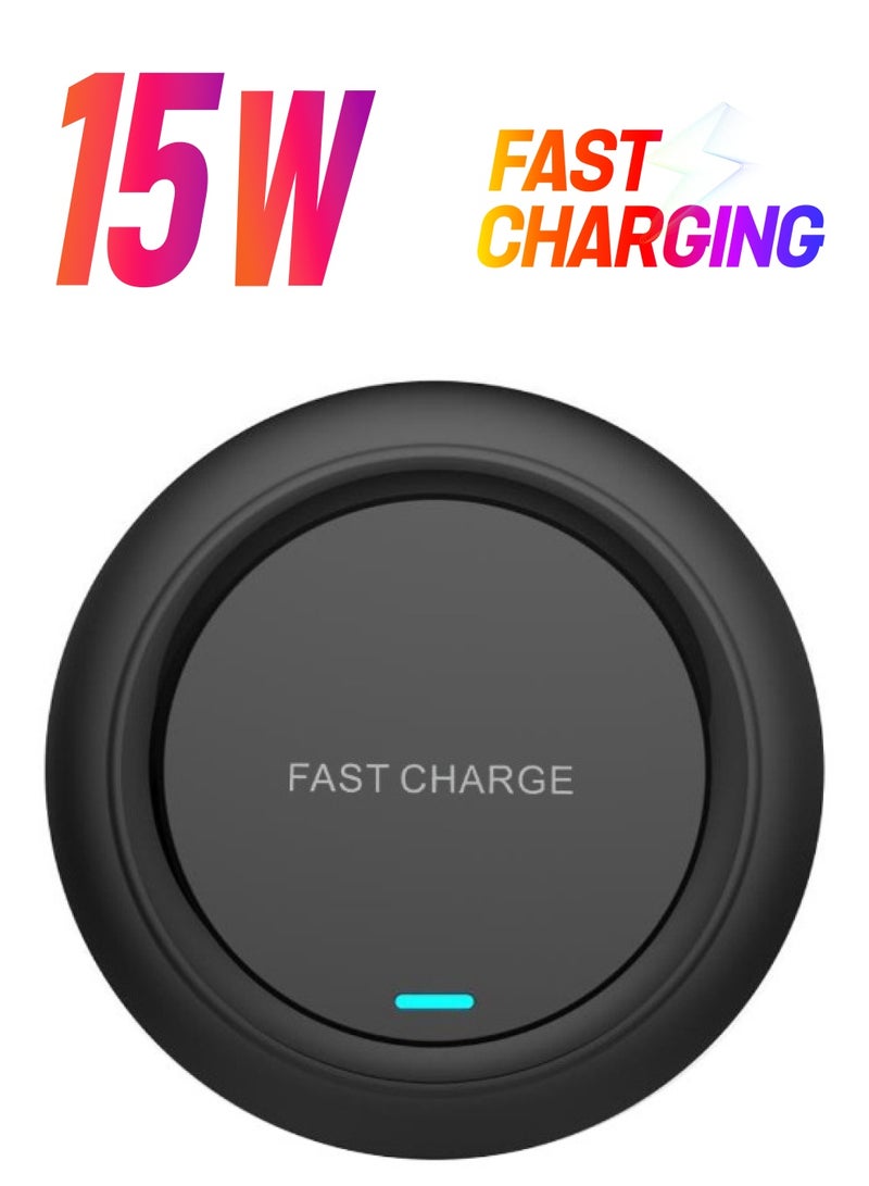 General Slim Wireless Charger, 15W Max Fast Wireless Charging，Compatible with iPhone 14/13/12/12 Pro Max/12 Mini/11/XR/X/8 Plus, Samsung Galaxy S23/S22/S21/S20 Ultra/S10/S9/Note 10（Black)  - Image 1