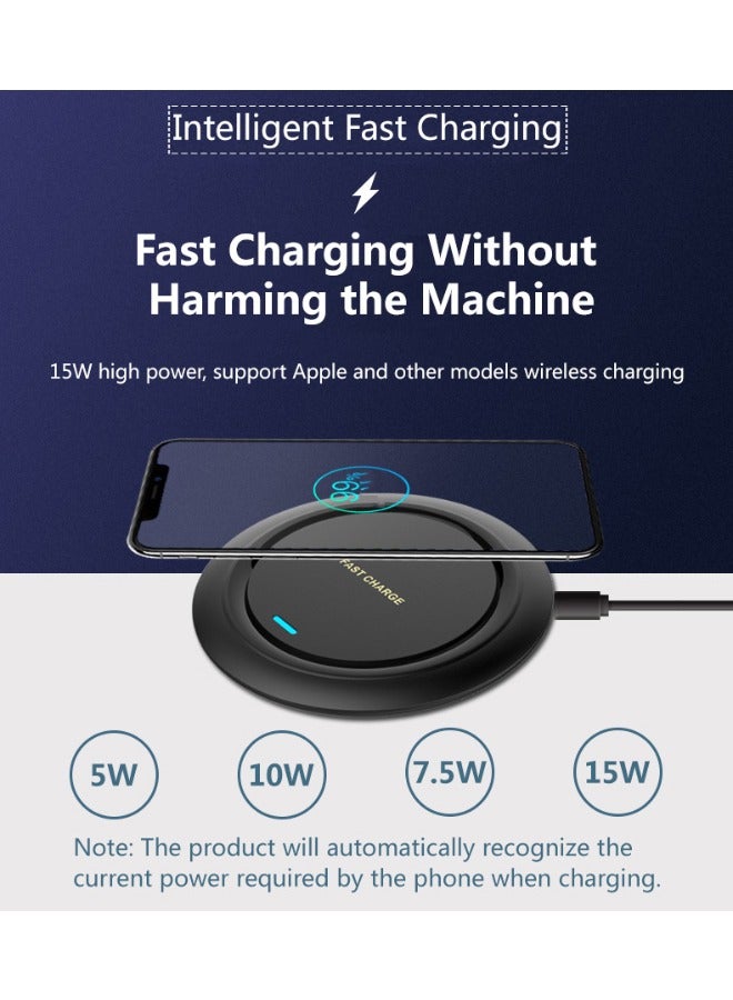General Slim Wireless Charger, 15W Max Fast Wireless Charging，Compatible with iPhone 14/13/12/12 Pro Max/12 Mini/11/XR/X/8 Plus, Samsung Galaxy S23/S22/S21/S20 Ultra/S10/S9/Note 10（Black)  - Image 4