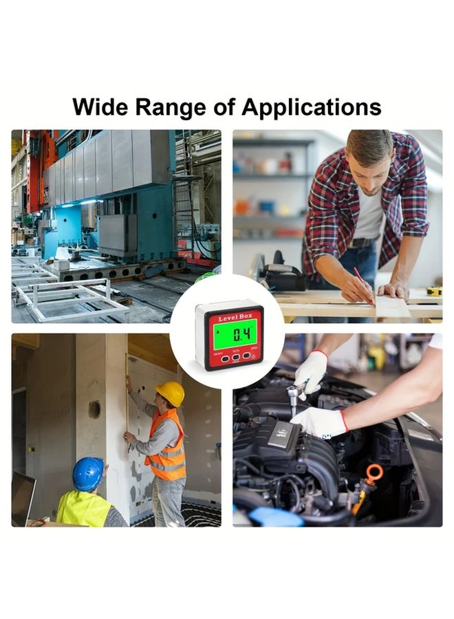 Red Digital Goniometer 3 In 1 Electronic Angle Ruler Bubble Level Inclinometer Protractor - Image 5