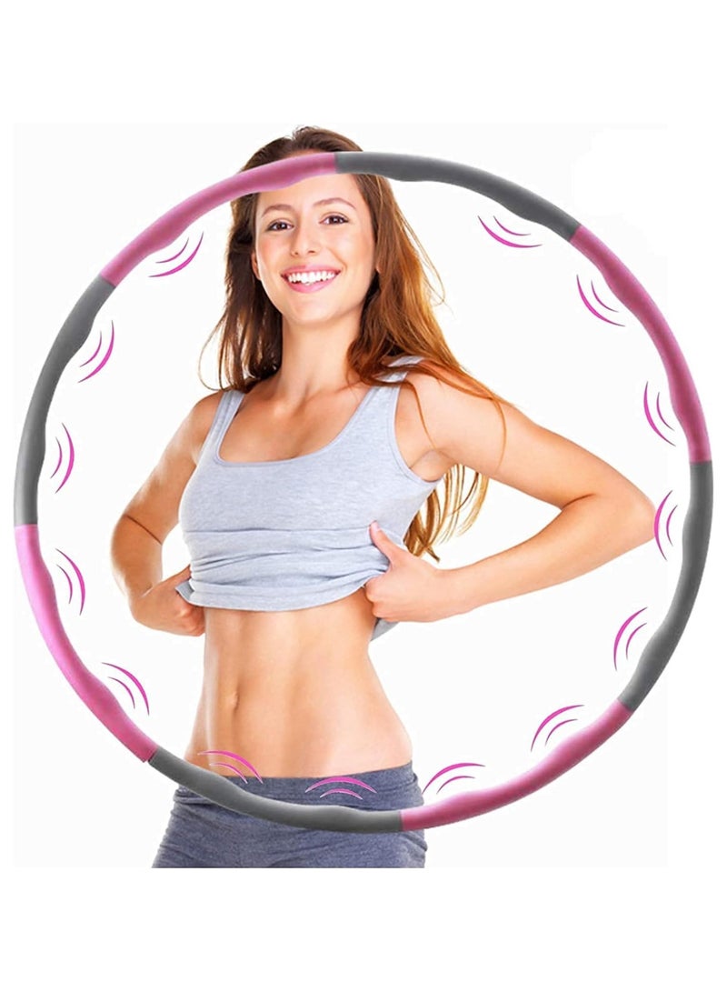 Generic Hoola Hoop for Adults Exercise 8 Section Detachable Hula Hoop, 2lb Weighted Hoola Hoops for Exercise - Portable Smooth  Soft Padding Weighted Hula Hoop (Pink) Fitness Hoop  - Image 1
