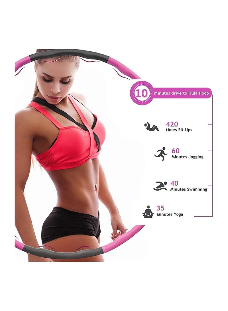 Generic Hoola Hoop for Adults Exercise 8 Section Detachable Hula Hoop, 2lb Weighted Hoola Hoops for Exercise - Portable Smooth  Soft Padding Weighted Hula Hoop (Pink) Fitness Hoop  - Image 4