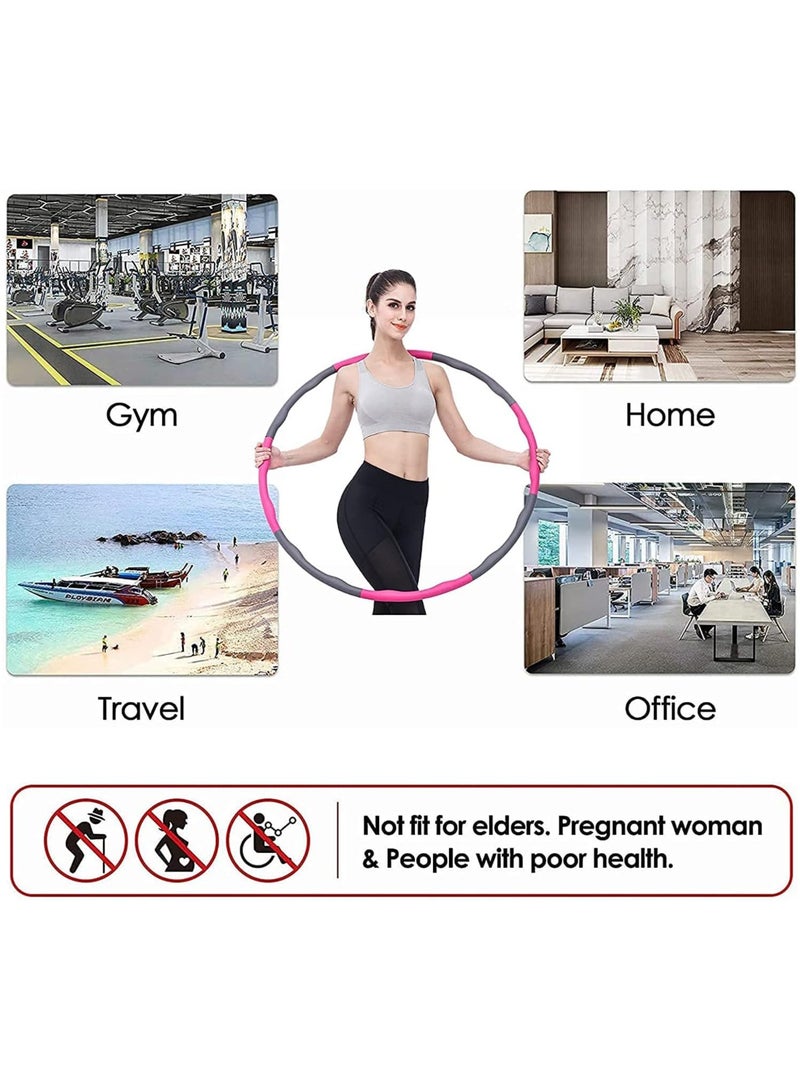 Generic Hoola Hoop for Adults Exercise 8 Section Detachable Hula Hoop, 2lb Weighted Hoola Hoops for Exercise - Portable Smooth  Soft Padding Weighted Hula Hoop (Pink) Fitness Hoop  - Image 3