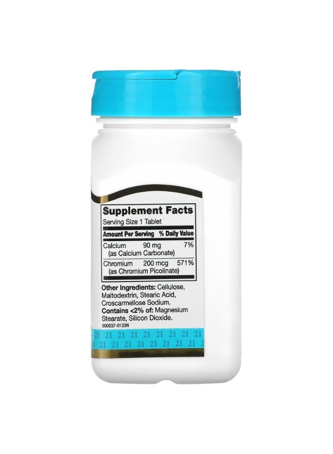 21st Century Chromium Picolinate, 200 mcg 100 Tablets - Image 2