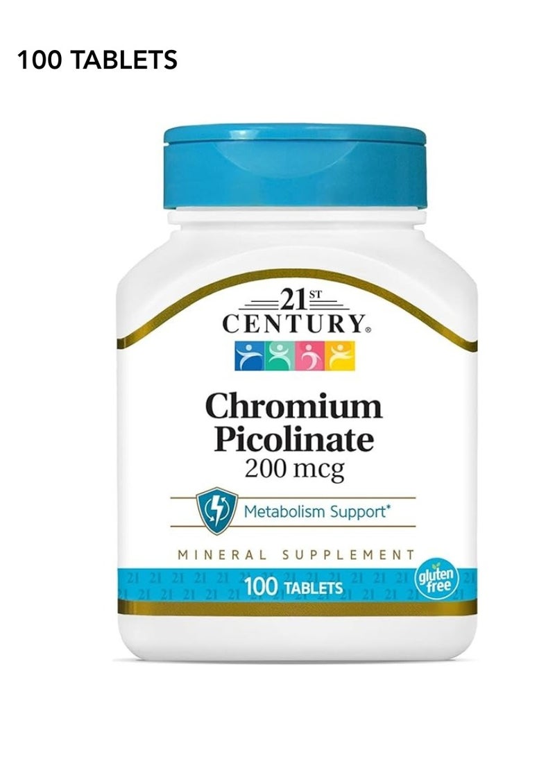 21st Century Chromium Picolinate, 200 mcg 100 Tablets - Image 1