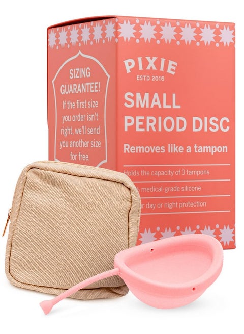 Pixie Menstrual Disc - No Metals or Toxins - 100% Medical-Grade Silicone - Ranked 1 for Most Soft Reusable Period Disc - Removes Like a Tampon - Wear 12 Hours - Capacity of 3 Tampons (Small)