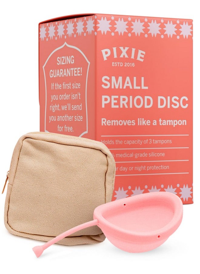 Pixie Cup - Pixie Menstrual Disc - No Metals or Toxins - 100% Medical-Grade Silicone - Ranked 1 for Most Soft Reusable Period Disc - Removes Like a Tampon - Wear 12 Hours - Capacity of 3 Tampons (Small) - Image 1