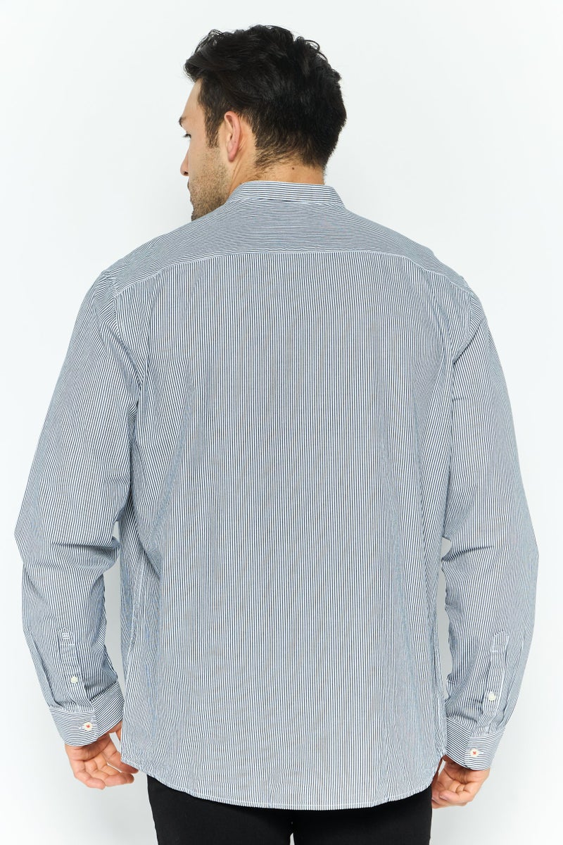 ESPRIT قميص رجالي عادي مقاس عادي بأكمام طويلة مخطط، أسود - Image 3