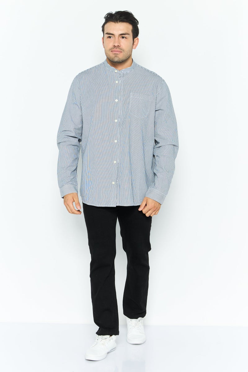 ESPRIT قميص رجالي عادي مقاس عادي بأكمام طويلة مخطط، أسود - Image 2