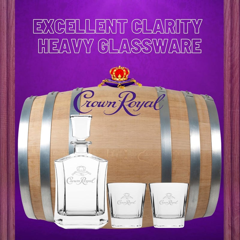 LORD'S ROCKS Crown Royal Whiskey Decanter with 2 Drinking Glasses | Whisky Decanter Set for Men and Women | Compatible - Image 3