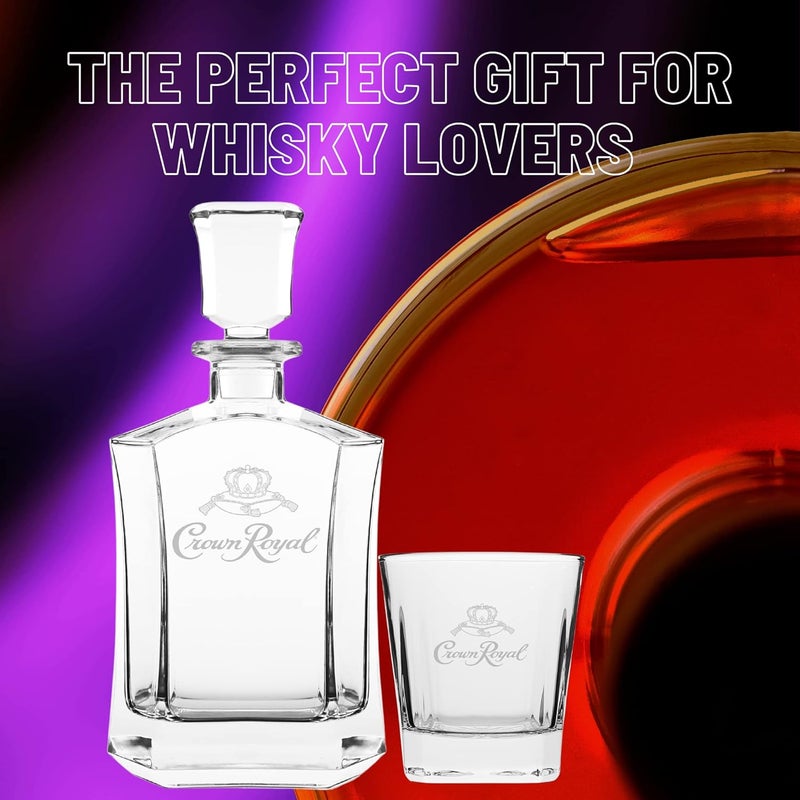 LORD'S ROCKS Crown Royal Whiskey Decanter with 2 Drinking Glasses | Whisky Decanter Set for Men and Women | Compatible - Image 4