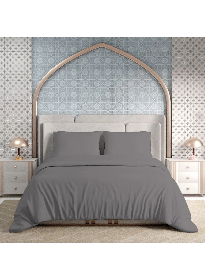 كولور سينس غطاء لحاف مزدوج قطن رمادي داكن  سم مع  كيس وسادة
