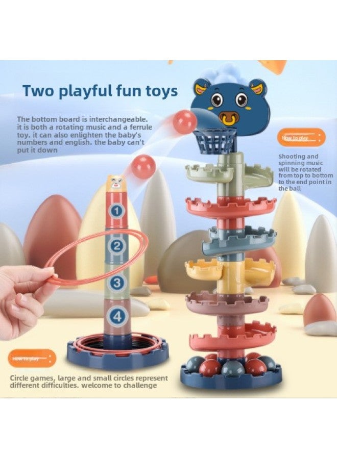 Kidsren's Toys Track Spinner Rolling Ball Early Education Jenga Hoop Toy Tabletop Game-Color:5th Floor Of Shooting Spinner  - Image 5