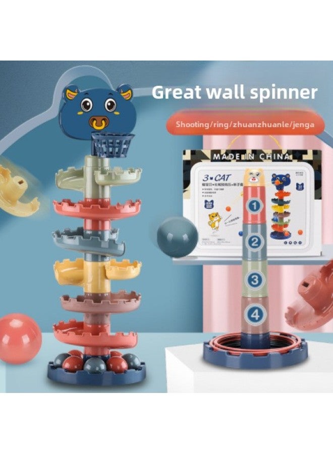 Kidsren's Toys Track Spinner Rolling Ball Early Education Jenga Hoop Toy Tabletop Game-Color:5th Floor Of Shooting Spinner  - Image 2
