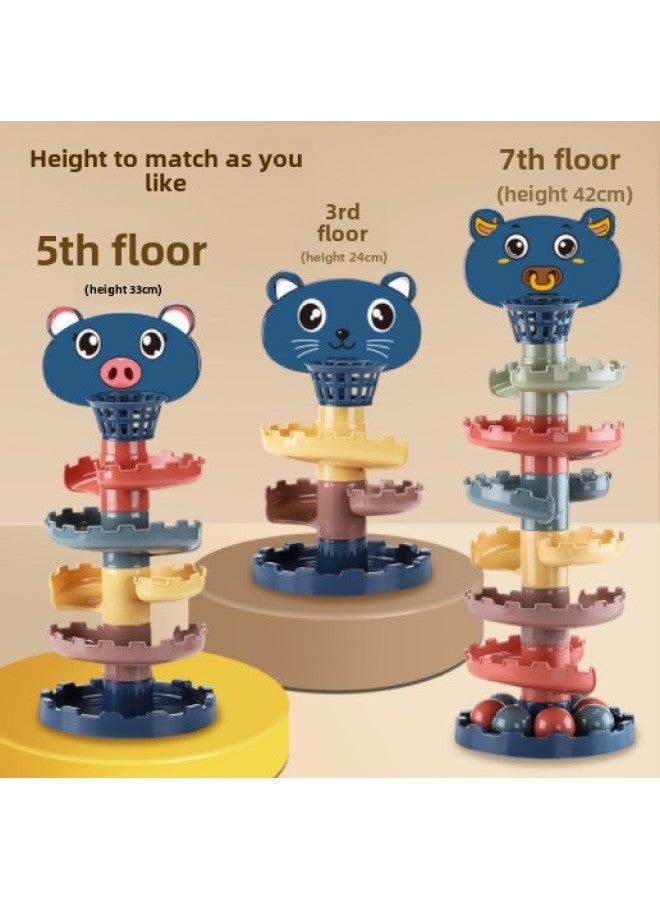 Kidsren's Toys Track Spinner Rolling Ball Early Education Jenga Hoop Toy Tabletop Game-Color:5th Floor Of Shooting Spinner  - Image 3