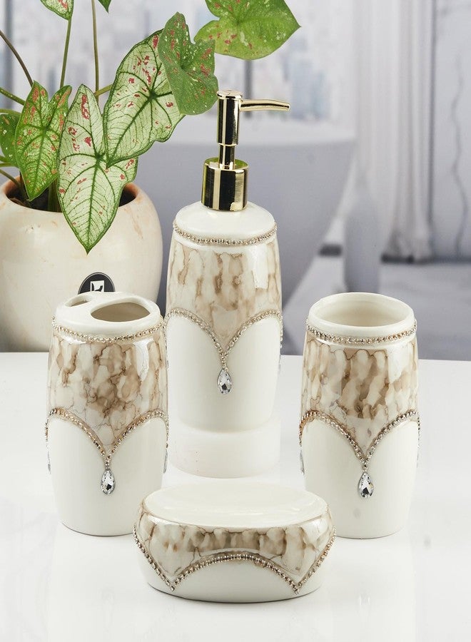 Kookee Ceramic Bathroom Set – Stylish 4 Piece Bath Accessories Kit with Soap Dispenser, Toothbrush Holder, Tumbler & Soap Dish – Modern & Designer Decor for Home & Guest Bathrooms (11122) - Image 4