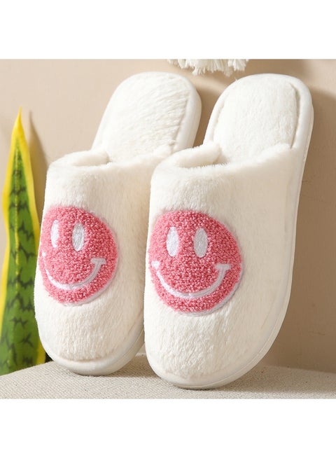 Cartoon Happy Smile Face Fluffy House Slippers Home Indoor