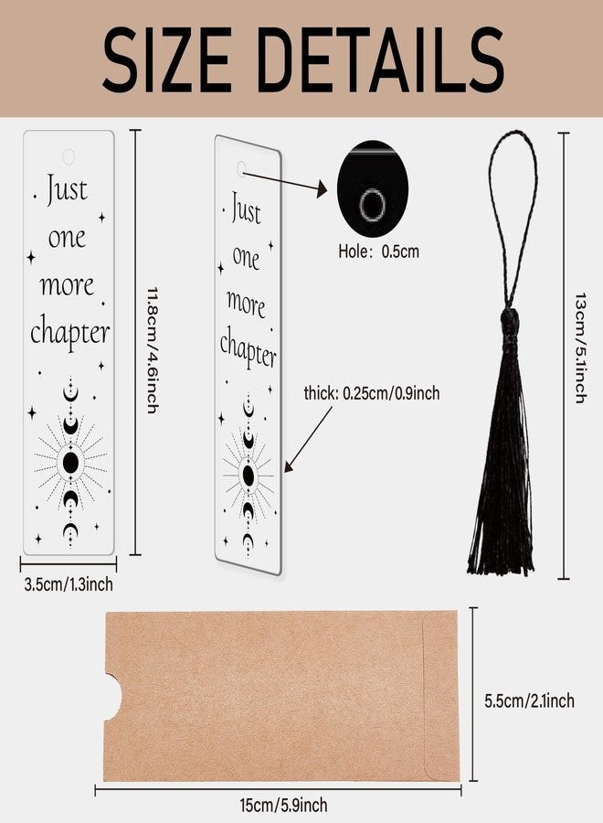 فواصل كتب على شكل مراحل القمر من CREATCABIN، مصنوعة من الأكريليك الشفاف مع شرابة سوداء، بتصميم مستطيل شفاف، تحمل عبارة "فصل إضافي واحد"، مثالية لمكتبات محبي الكتب، أو كهدية تخرج. مقاس 1.3 × 4.6 بوصة. - Image 2