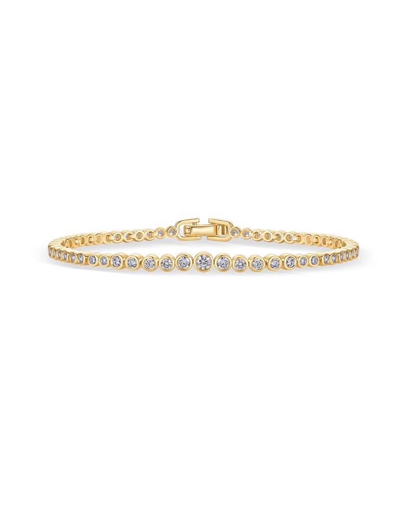 PAVOI 14K Gold Plated Round Cubic Zirconia Tennis Bracelet for Women Trendy Fashion Jewelry Gift - Image 1