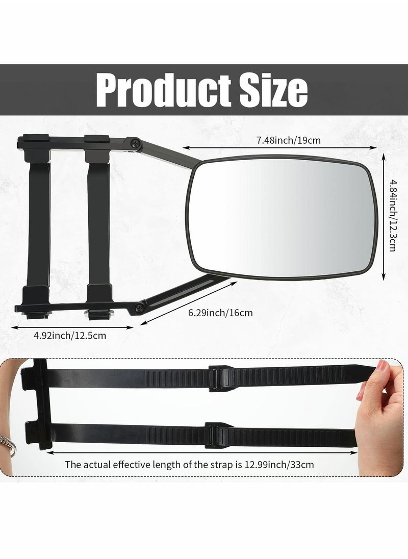 Towing Mirror, Universal 360° Swivel Adjustable Clamping Trailer Mirror, Extended Mirror for Camper RV Tractor Car Truck Trailer (1pcs, Black)