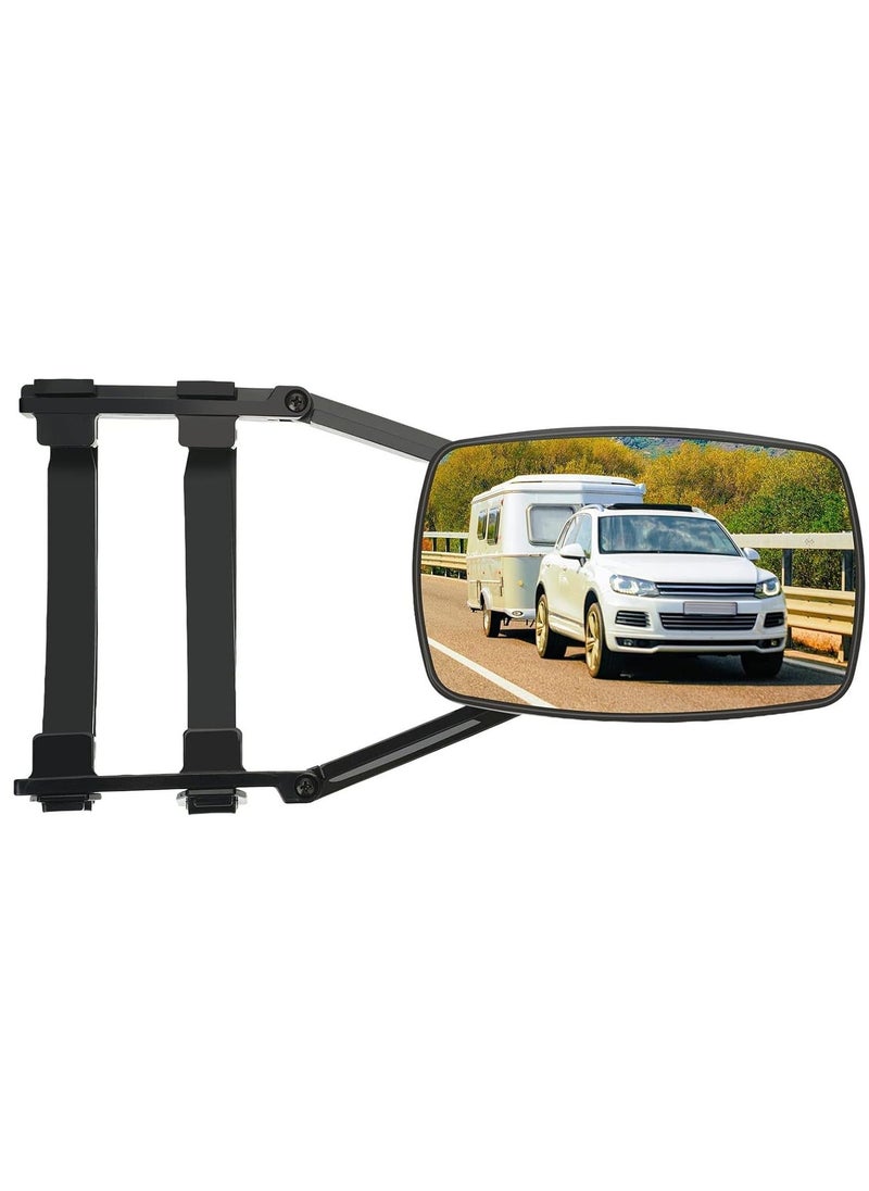 Towing Mirror, Universal 360° Swivel Adjustable Clamping Trailer Mirror, Extended Mirror for Camper RV Tractor Car Truck Trailer (1pcs, Black)