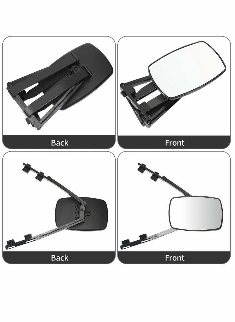 Towing Mirror, Universal 360° Swivel Adjustable Clamping Trailer Mirror, Extended Mirror for Camper RV Tractor Car Truck Trailer (1pcs, Black)