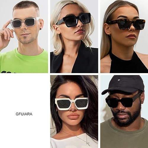 GFUIARA Trendy Square Sunglasses for Men Women Fashion Thick Rectangle Sun Glasses UV Protection Shades Designer Style - Image 5