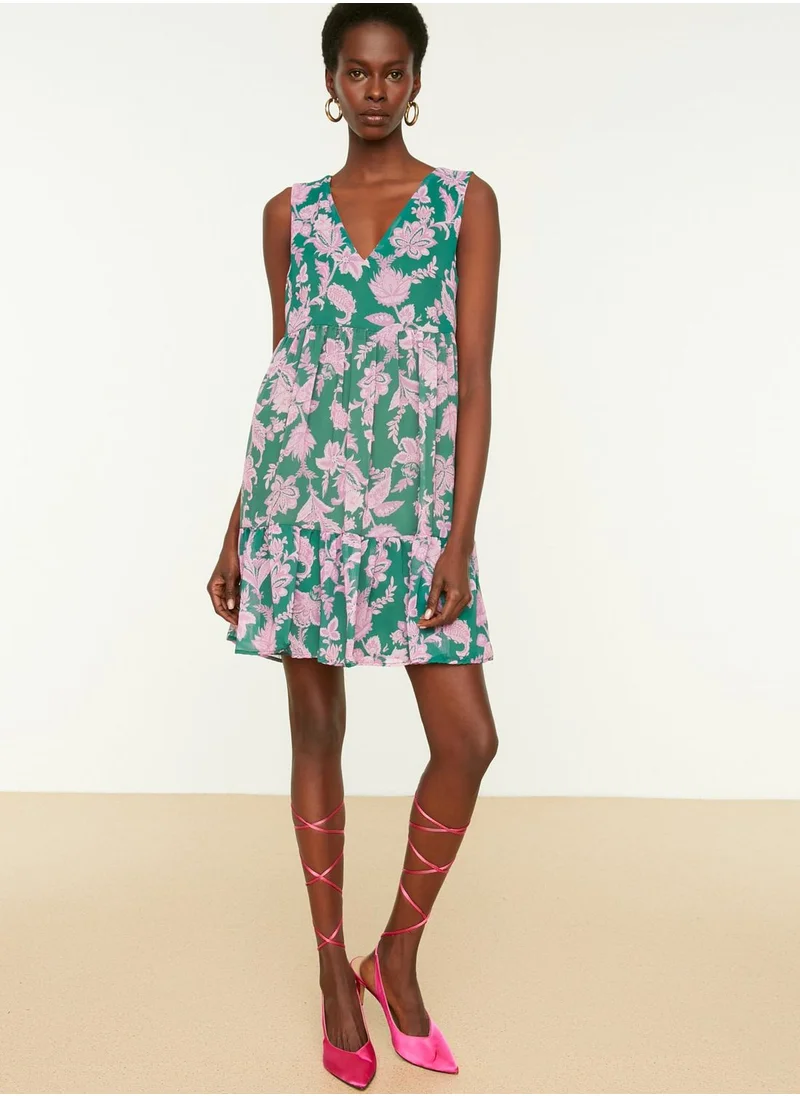 trendyol Floral Print Tiered Dress