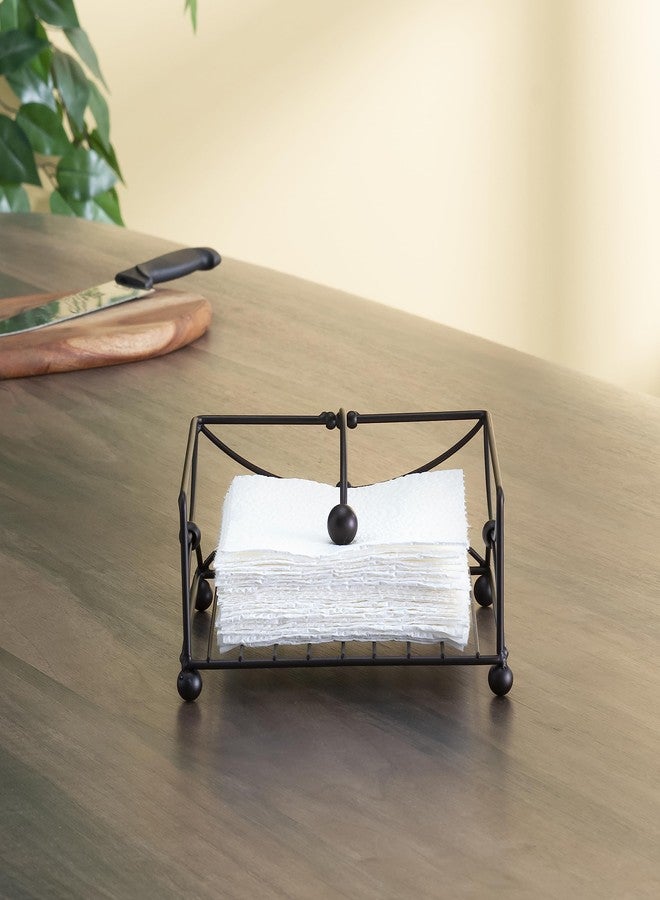 Home Basics Arbor Collection Steel Flat Rustic Napkin Holder with Weighted Pivoting Arm, Storage Dispenser for Kitchen Countertop, Indoor/Outdoor & Dinning Table - Image 2