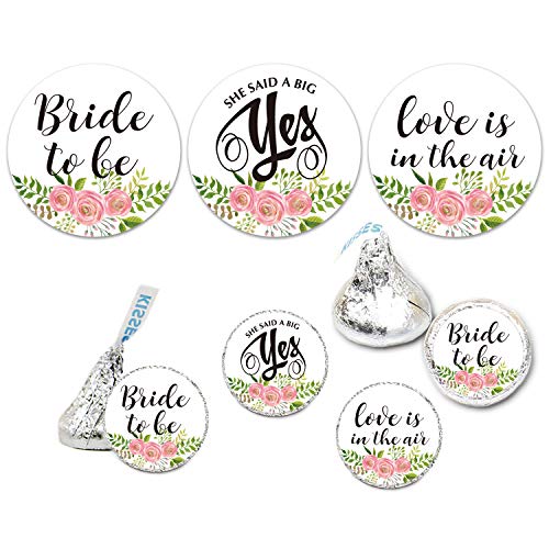 Mr.Mug 180 Floral Chocolate Label Stickers, Bridal Shower Party Favors, Bride to Be Hershey Kisses Stickers, Bachelorette Party, Wedding Bridal Shower Party Decor Decorations - Image 1