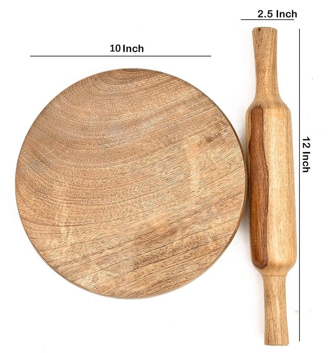 SHOPSIDEX Chakla belan for Kitchen 12Inch Wooden Belan for Home Kitchen chakla belan roti Maker Combo Pack of 2 Chakla 10 in Wooden Belan 12 in SizeRolling PinRoti Maker Solid Wood chakla belan