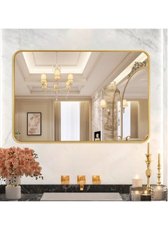 Golden Wall Mirror Full Length Mirror Self Adhesive Mirror Full Body Mirror Wall-Mounted Bathroom Mirror Modern Large Hanging Dressing Mirror for Bedroom, Living Room(60*90cm)  - Image 1