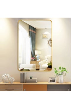 Golden Wall Mirror Full Length Mirror Self Adhesive Mirror Full Body Mirror Wall-Mounted Bathroom Mirror Modern Large Hanging Dressing Mirror for Bedroom, Living Room(60*90cm)  - Image 2