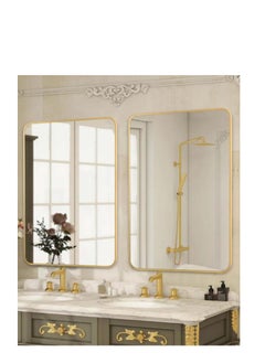 Golden Wall Mirror Full Length Mirror Self Adhesive Mirror Full Body Mirror Wall-Mounted Bathroom Mirror Modern Large Hanging Dressing Mirror for Bedroom, Living Room(60*90cm)  - Image 5
