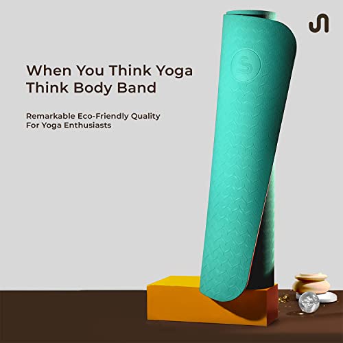 Bodyband Yoga mat for Women and Men with Cover Bag TPE Material 6mm Extra Thick Exercise mat for Workout Yoga Fitness Pilates and Meditation, Anti Tear Anti Slip ‑ Blue Pink - Image 3