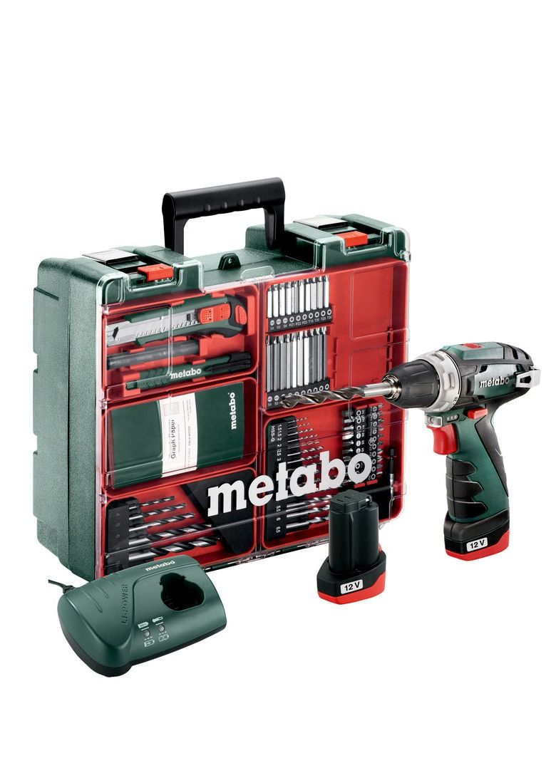 Metabo SBE 650 (600742000) مثقاب تأثير + مجموعة POWERMAXX BS الأساسية (600080880) مثقاب / مفك لاسلكي 12 فولت 2X2AH LI-POWER؛ شاحن LC 40 (220-240 فولت / 50 - 60 هرتز)؛ حقيبة حمل بلاستيكية؛ ورشة عمل متنقلة - Image 1