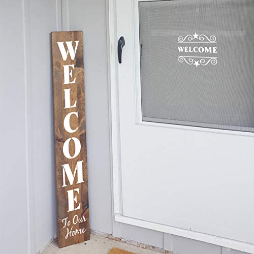 REOLAN Welcome Stencils for Painting on Wood - 11 Pack Large Vertical Welcome Sign Stencil Templates for Wood Signs, Reusable Letter Stencils for Home, Patio, Porch Signs & Front Door Decorations - Image 3