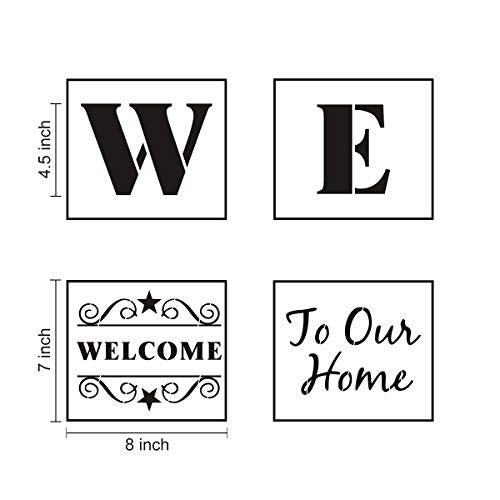 REOLAN Welcome Stencils for Painting on Wood - 11 Pack Large Vertical Welcome Sign Stencil Templates for Wood Signs, Reusable Letter Stencils for Home, Patio, Porch Signs & Front Door Decorations - Image 4