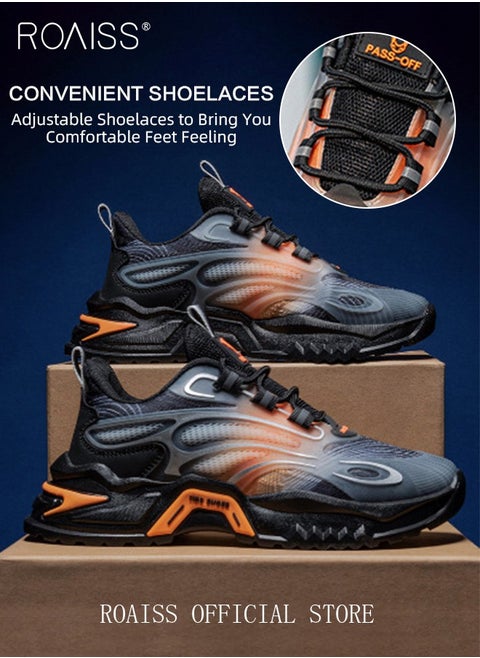 Men Breathable Mesh Sneakers Soft and Thick Sole Heightening Casual Sports Shoes Running Shoes Non Slip and Wear Resistant Colorblock Sneakers