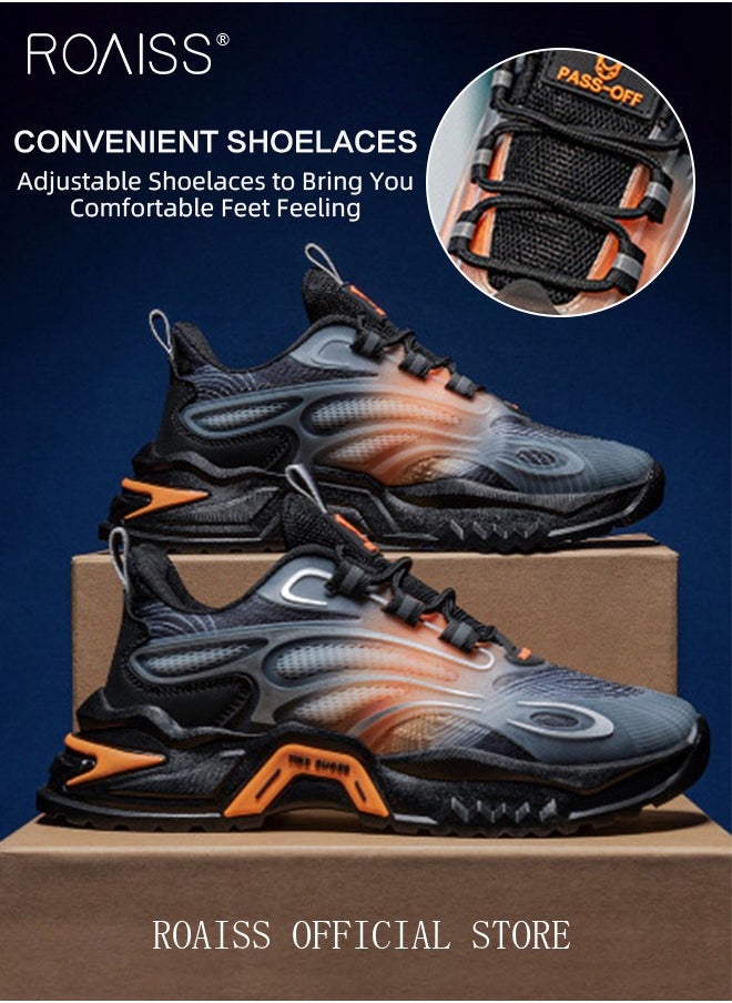 Men Breathable Mesh Sneakers Soft and Thick Sole Heightening Casual Sports Shoes Running Shoes Non Slip and Wear Resistant Colorblock Sneakers