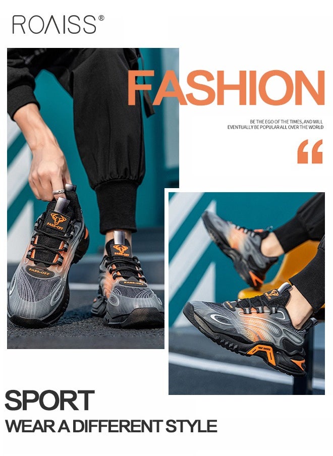 Men Breathable Mesh Sneakers Soft and Thick Sole Heightening Casual Sports Shoes Running Shoes Non Slip and Wear Resistant Colorblock Sneakers